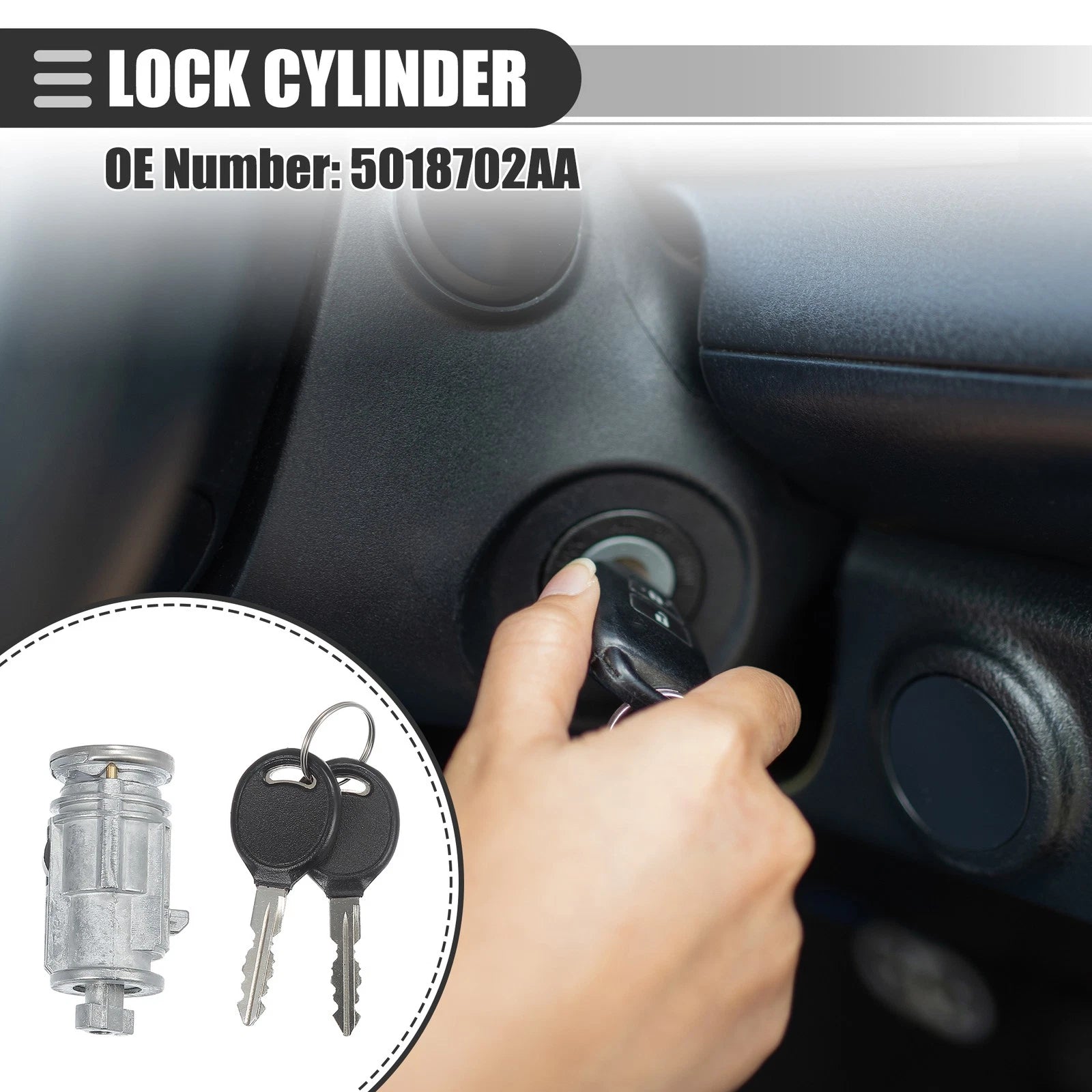 Ignition Switch Lock Cylinder Replacement with 2 Keys for Dodge Dakota (2005–2011)
