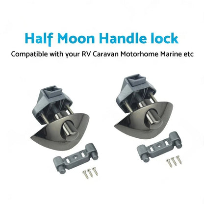 2X Zinc Alloy Half Moon Handle Push Lock Knob for Camper RV