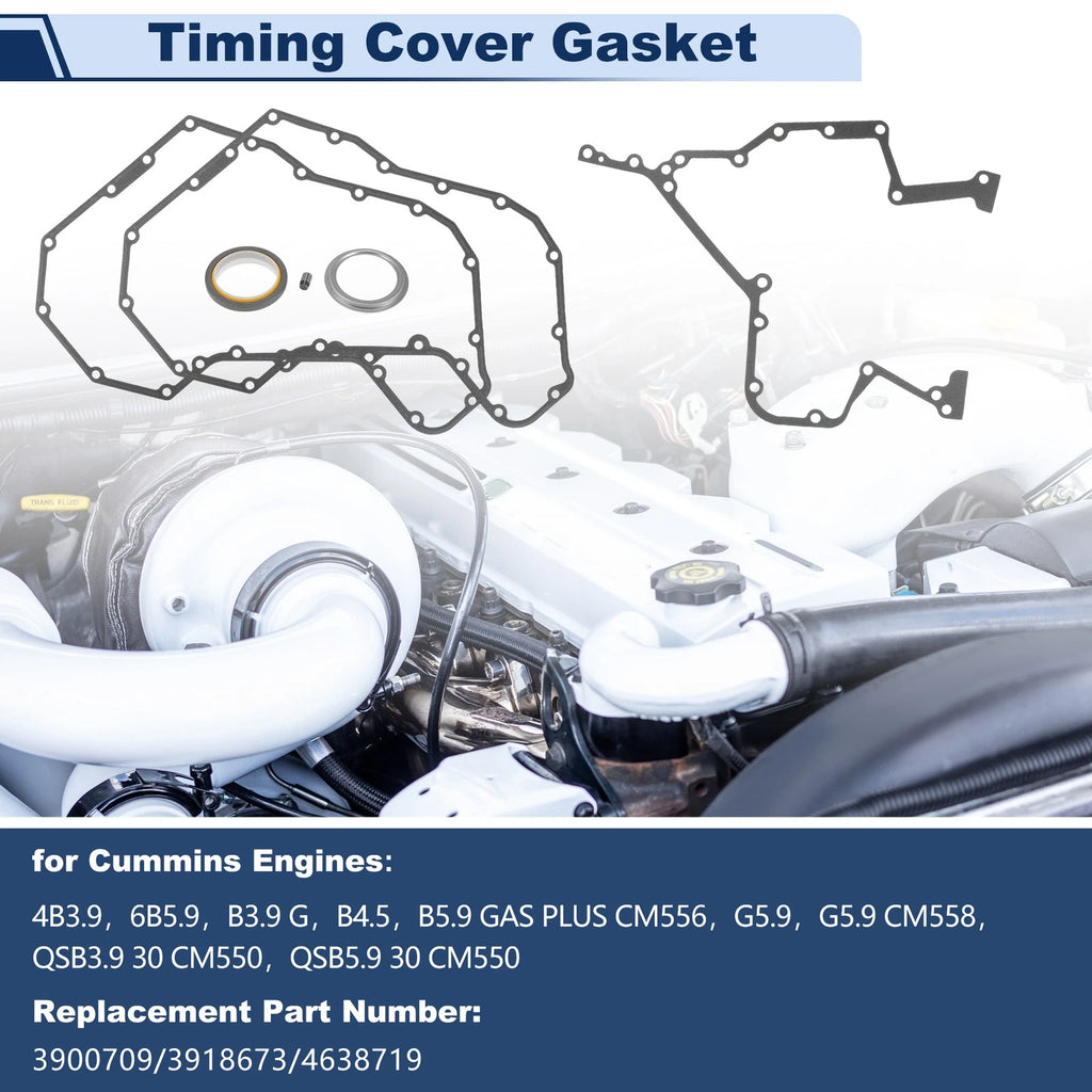 Engine Timing Cover Gasket Set Replacement for Dodge Ram 3.9L 6BT 5.9L (2007–2012)