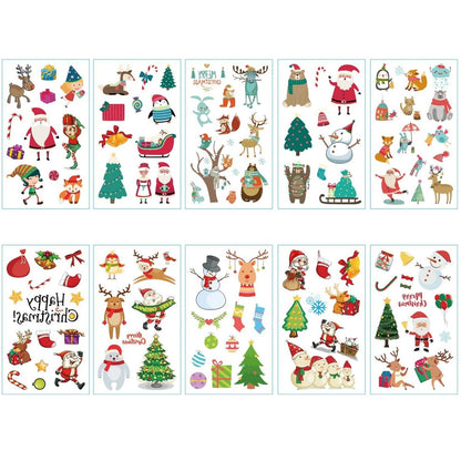 10 Sheets Waterproof Christmas Temporary Tattoos for Kids