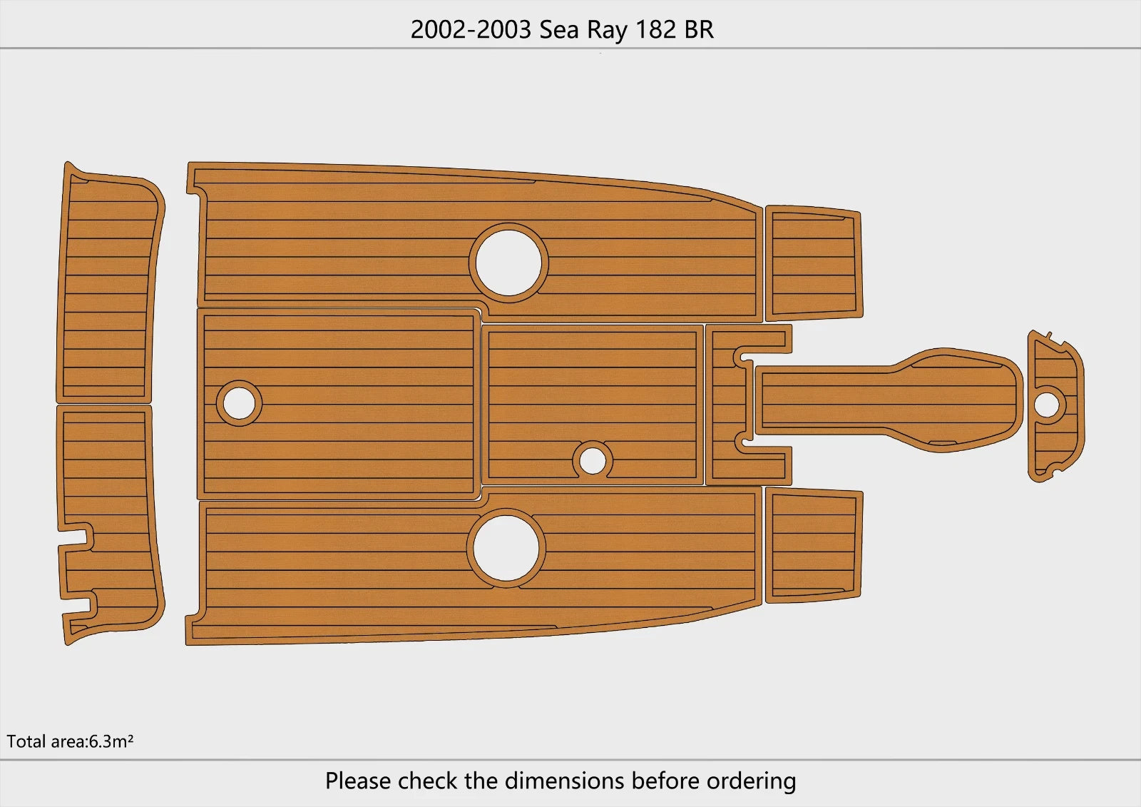 EVA Foam Teak Deck Flooring Mat for Sea Ray 182 BR (2003)