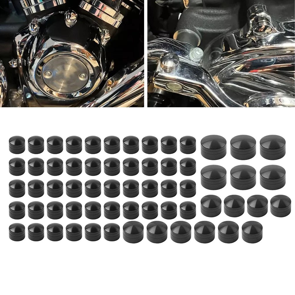 62X BLK Engine Bolt Topper Cap Cover Kit For Harley Touring Softail M8 2018-2024