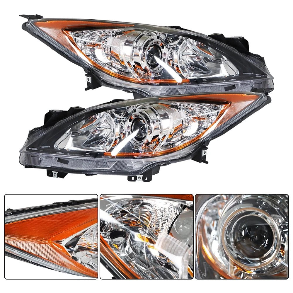 Headlight Set for Mazda 3 (2010–2013) - Driver + Passenger Side Halogen