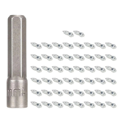 50PC Snow Spikes with Installation Tool for Tires (4x12mm, 4x9mm)