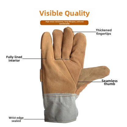 Welding Gloves Cowhide Brown 27cm for MIG TIG Welding and Grinding