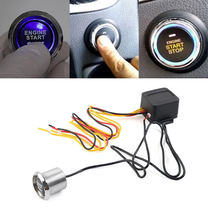 12V Car Engine Start Push Button Switch Ignition Starter Kit Blue LED