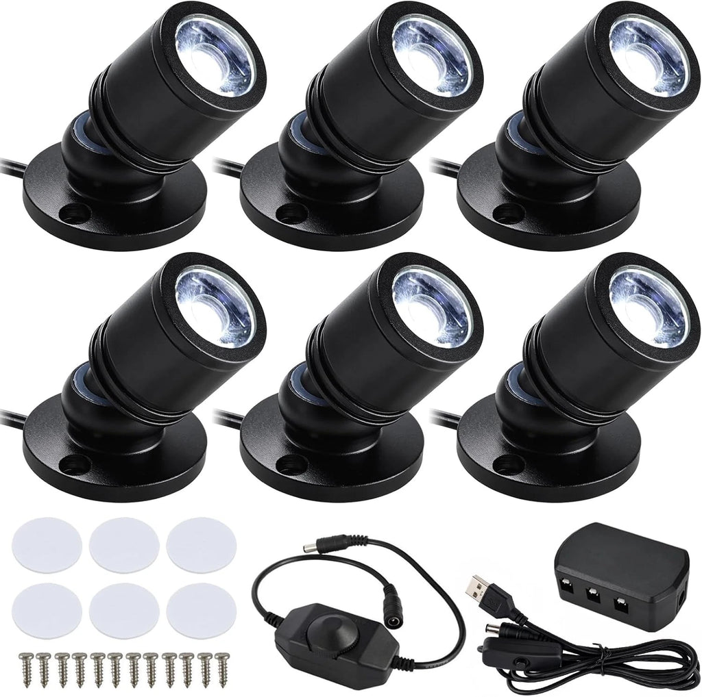 6 Pack Mini LED Spotlight for Display Cabinet (Warm White/Cool White/Multicolor)