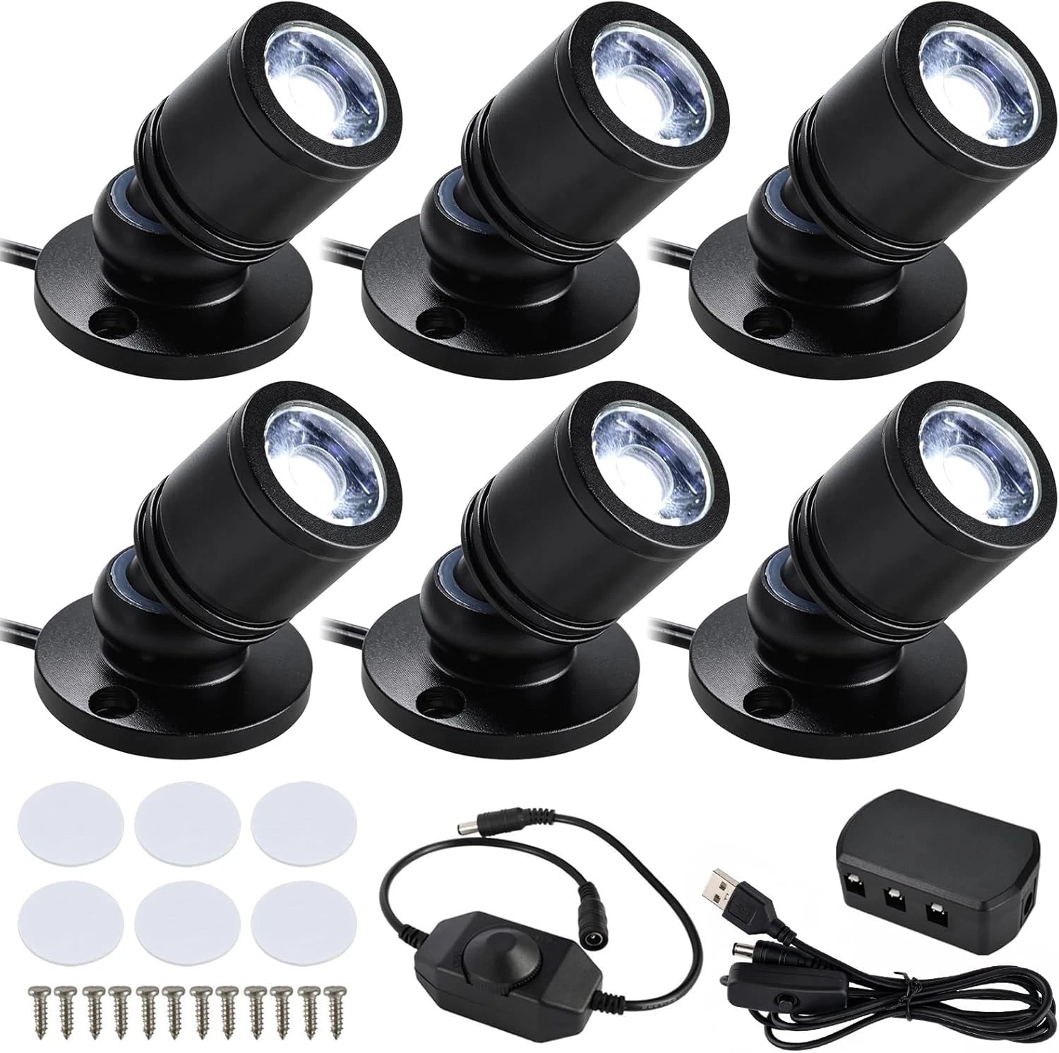 6 Pack Mini LED Spotlight for Display Cabinet (Warm White/Cool White/Multicolor)