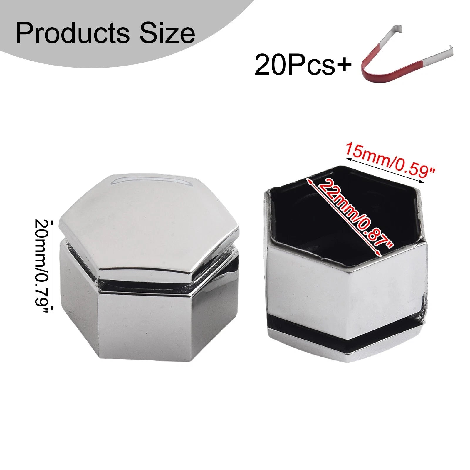 22MM Chrome Wheel Nut Bolt Cap Cover for