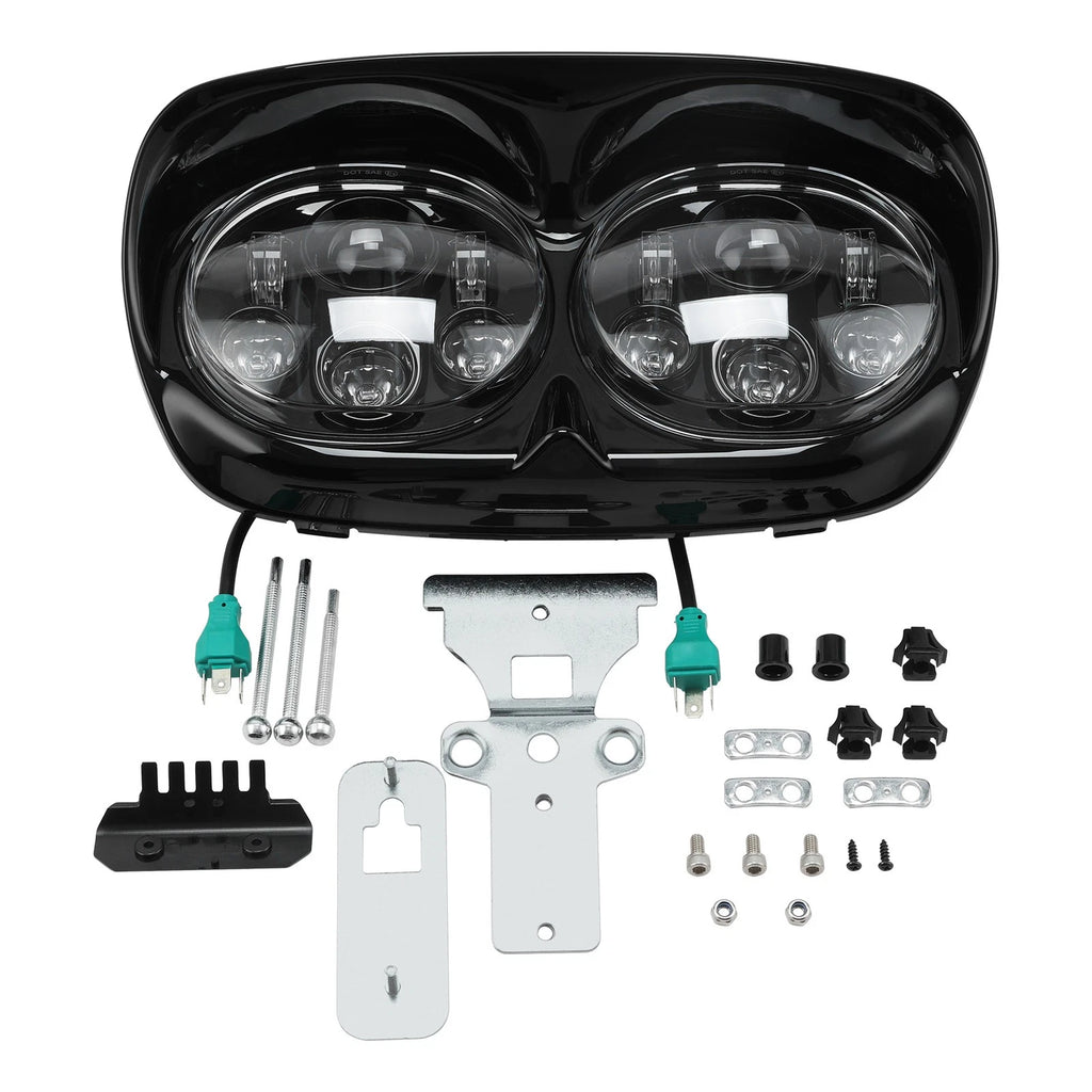 2X 5 3/4" Dual LED Projector Headlight for Harley Road Glide (1998–2013)