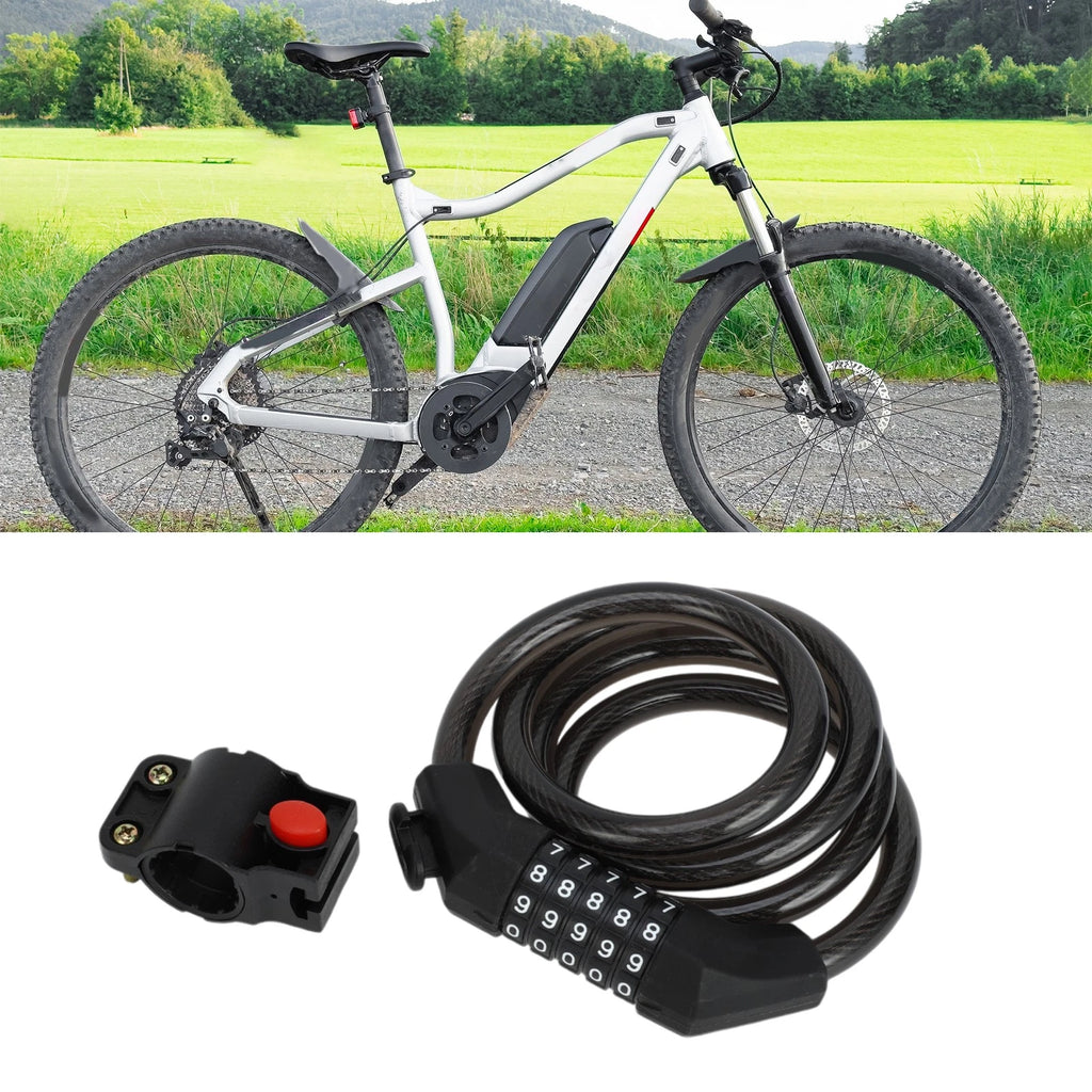 Adjustable Bike Chain Lock 5 Digit Reset for Bicycle Storage (Black)
