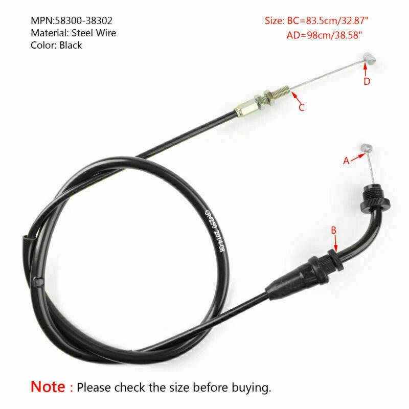 Throttle Cable for Suzuki GN250 (1985–2001) GS450E GS550L 58300-38302 T9