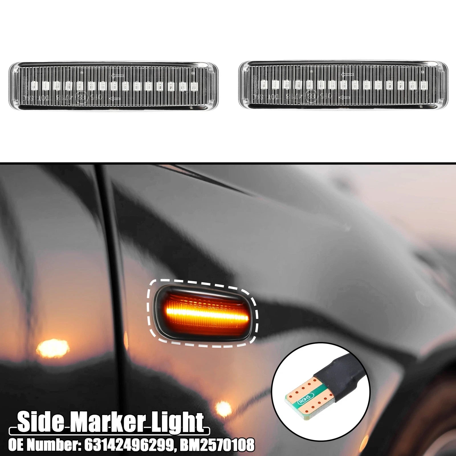 LED Side Marker Lights Pair with Signal for BMW (2010–2019)