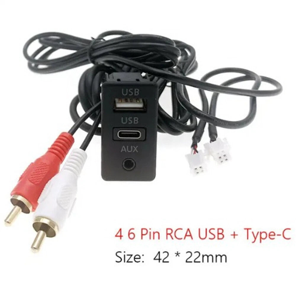 USB & Type-C Interface Extension Cable Adapter for Car Navigation (4 Pin, 6 Pin)