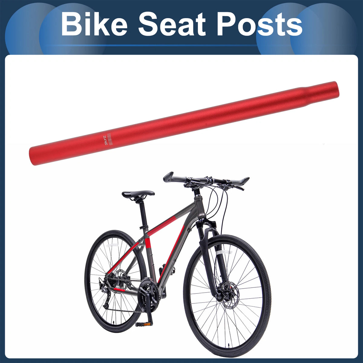 25.4mm Bike Seat Post for Lightweight Saddle (Red Aluminum Alloy)