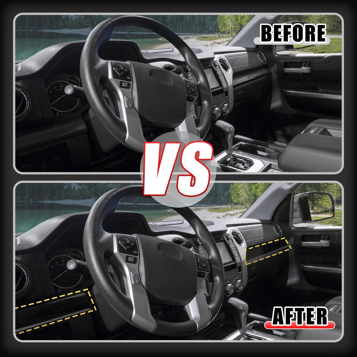Dashboard Center Console Cover Trim Kit for Toyota Tundra CrewMax (2007–2021)