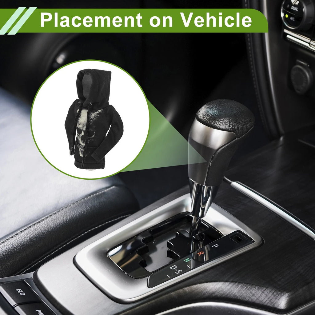 Gear Shift Knob Cover for Universal Cars (Black Grey Polyester)