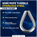 Stainless Steel Thimble for 5/8" Wire Rope Cable (Five Oceans FO1449)