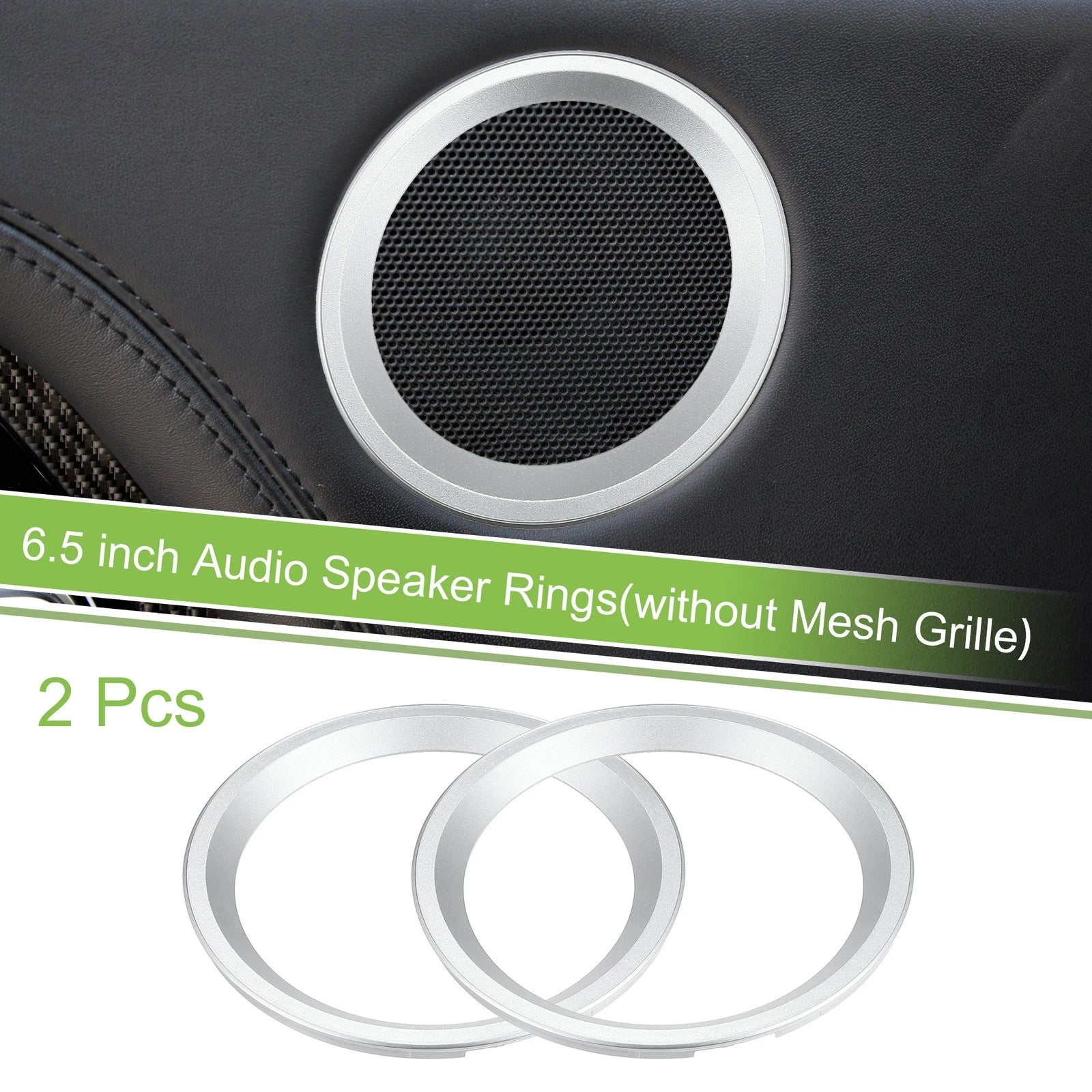 2X Speaker Rings for Car Subwoofer (6.5", Silver Tone)