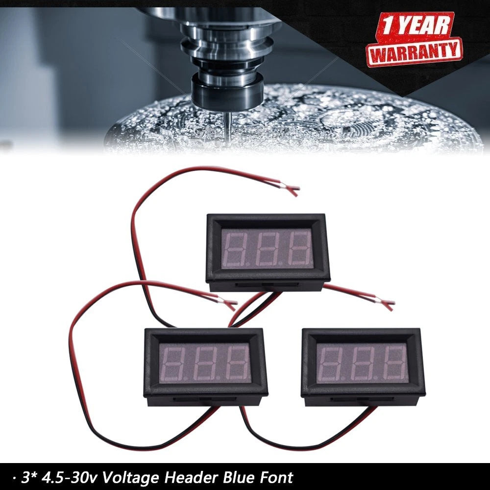 3X 4.5-30V DC Blue LED Digital Display Voltage Meter for Motorcycle