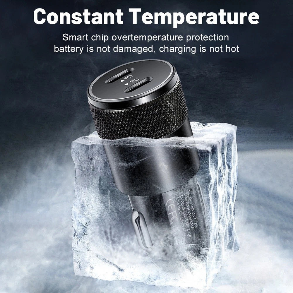 Dual USB C Car Charger Adapter for Compact Vehicles (2015–2023)