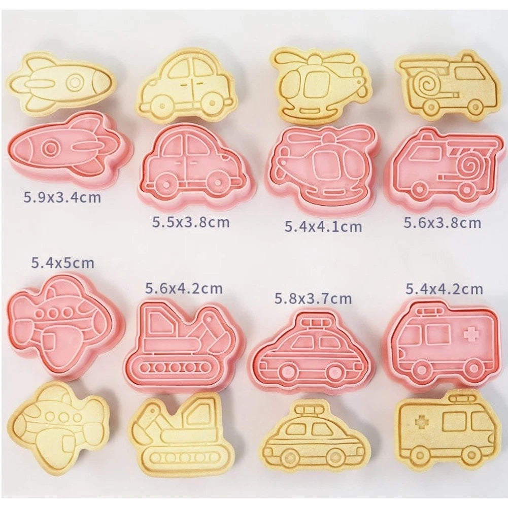 8 Piece Vehicle Car Theme Cookie Cutters Set - Food Safe Baking Tools