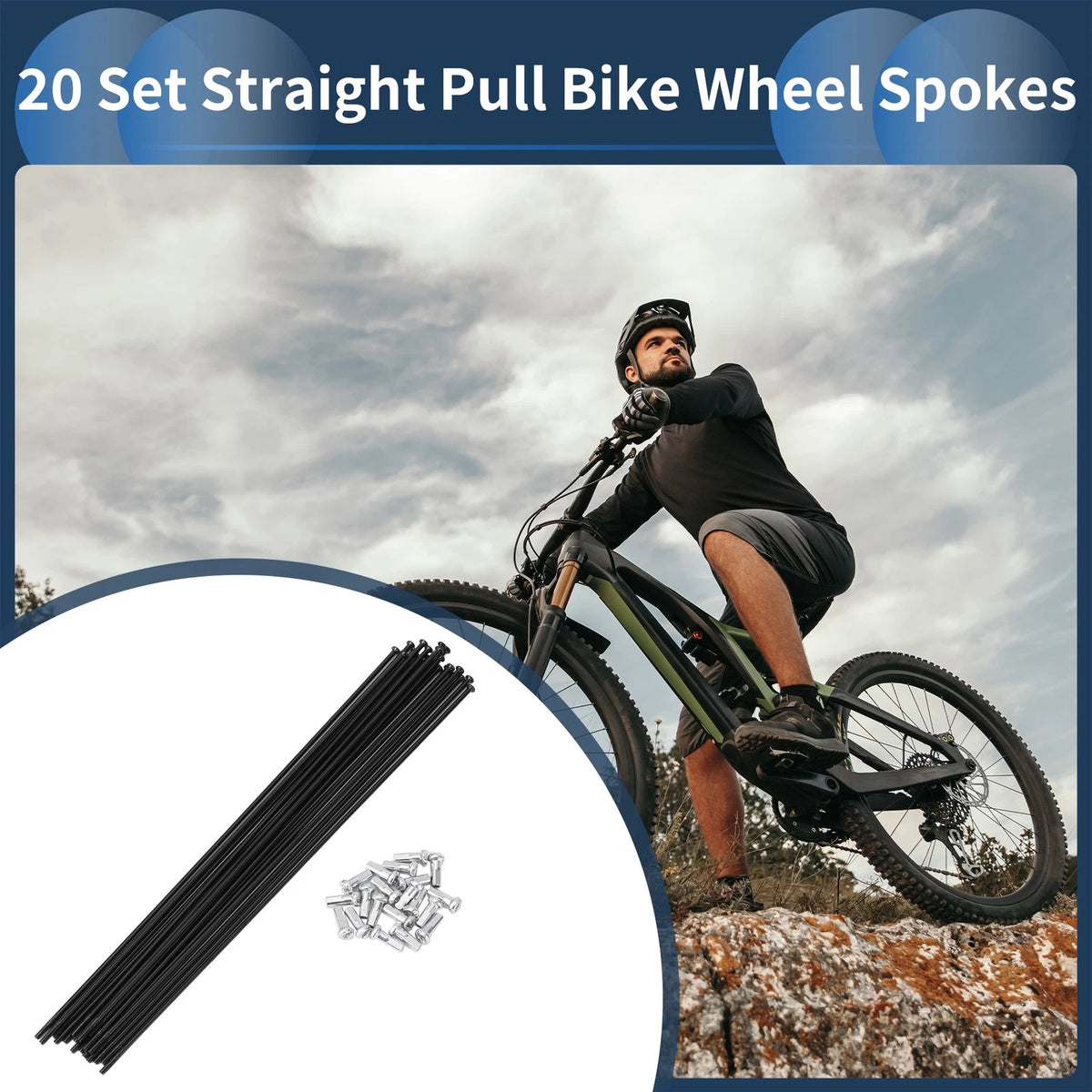Bicycle Wheel Spokes 203mm Straight Pull for 14G Set (20) (Universal)