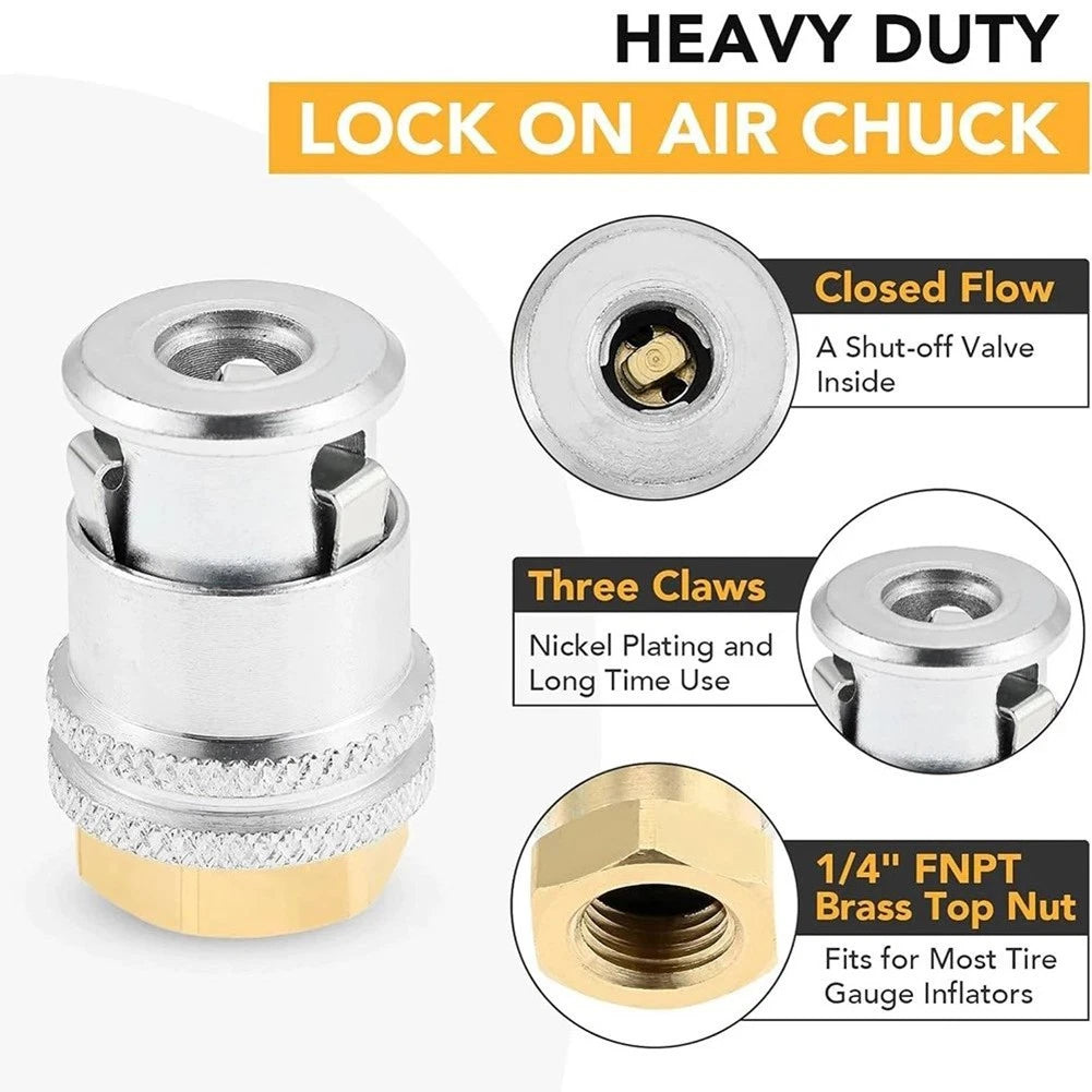 Tire Inflation Connector for Vehicle Maintenance Tool (Solid Brass)