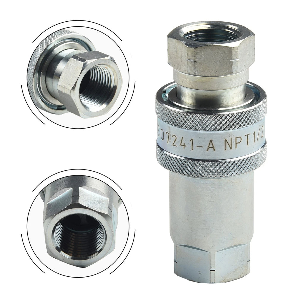 Quick Release Fitting NPT ISO A Hydraulic Coupling Connector 1/4" 3/8" 1/2" 3/4"