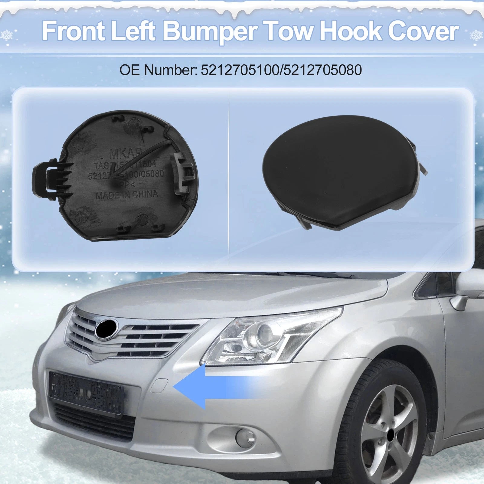 Left Front Tow Hook Cover Cap Replacement for Toyota Auris (2013–2015)