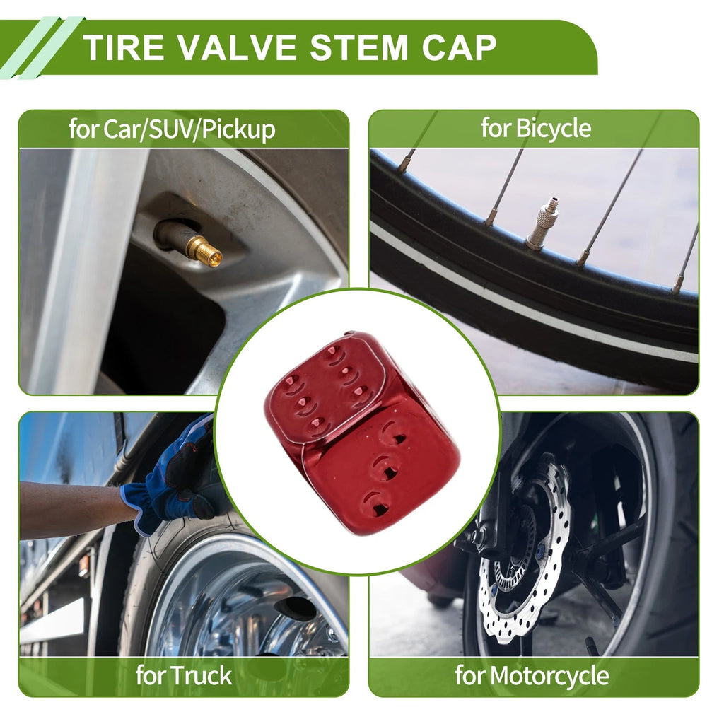 Tire Valve Stem Caps Replacement for Bicycle Red Dust Covers (4 Pcs)