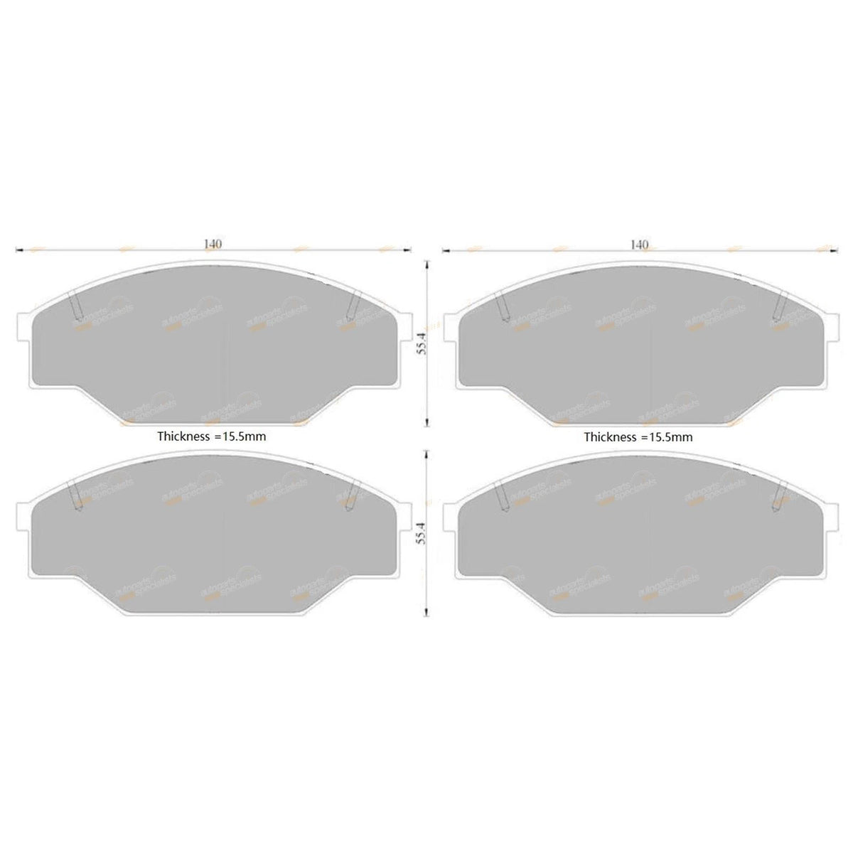 Set of 4 Brembo Front Disc Brake Pads for Hilux YN58R (1987)