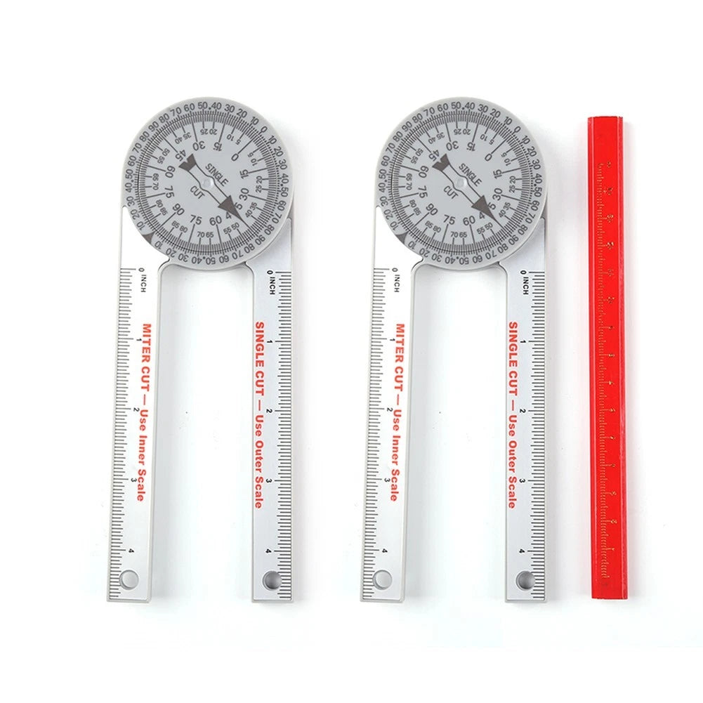 360-Degree Miter Saw Protractor Leveling Bubble Angle Finder with Pencil