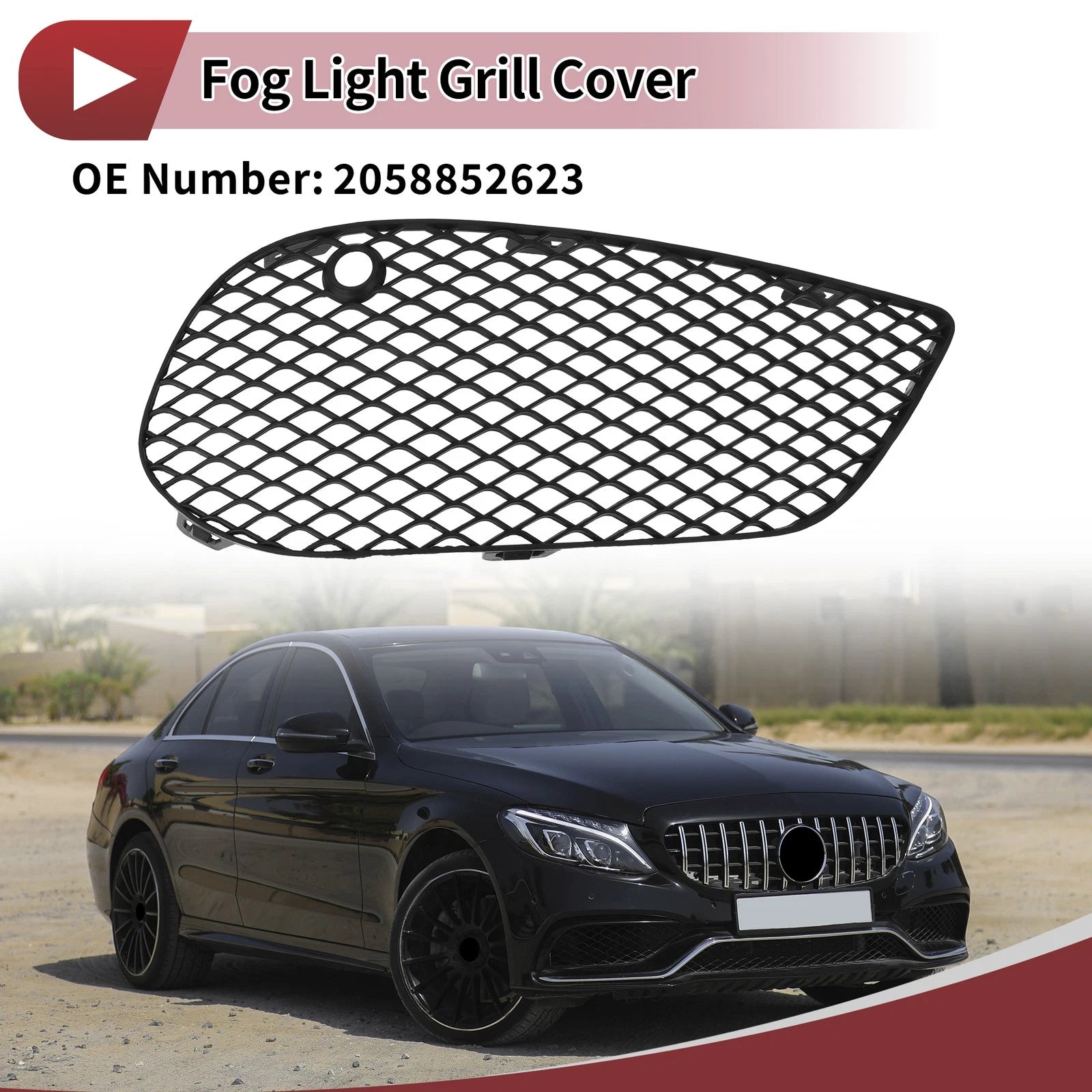 Front Right Fog Light Grill Replacement for Mercedes-Benz C350e (2016–2018)
