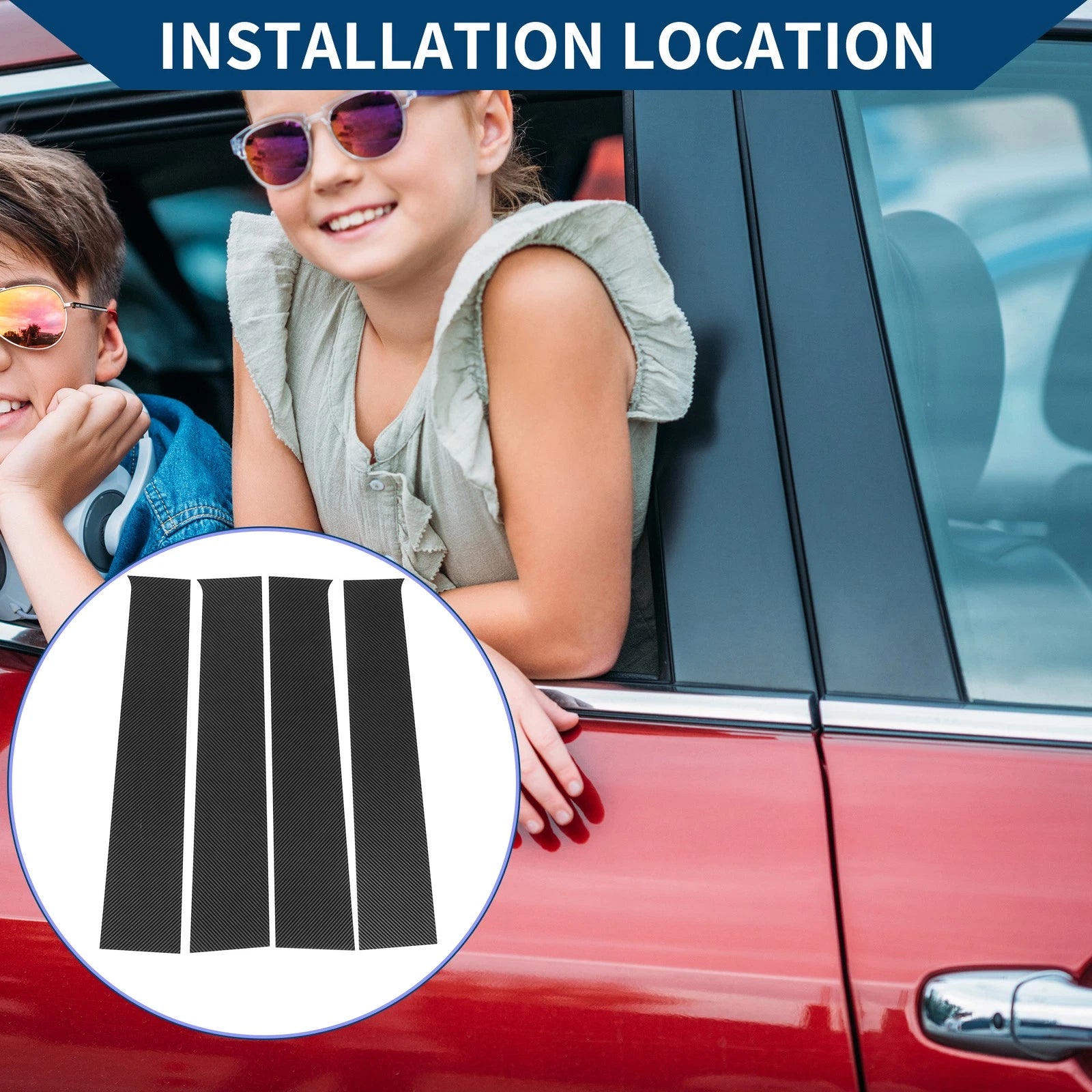 4 Pcs Car Pillar Window Trim Replacement for Chevrolet Silverado (2014–2018)