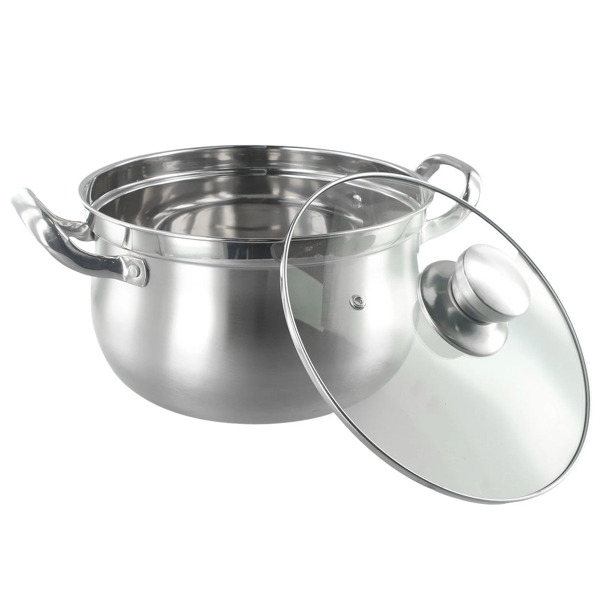 Stainless Steel Soup Pot with Glass Lid for Kitchen Cooking