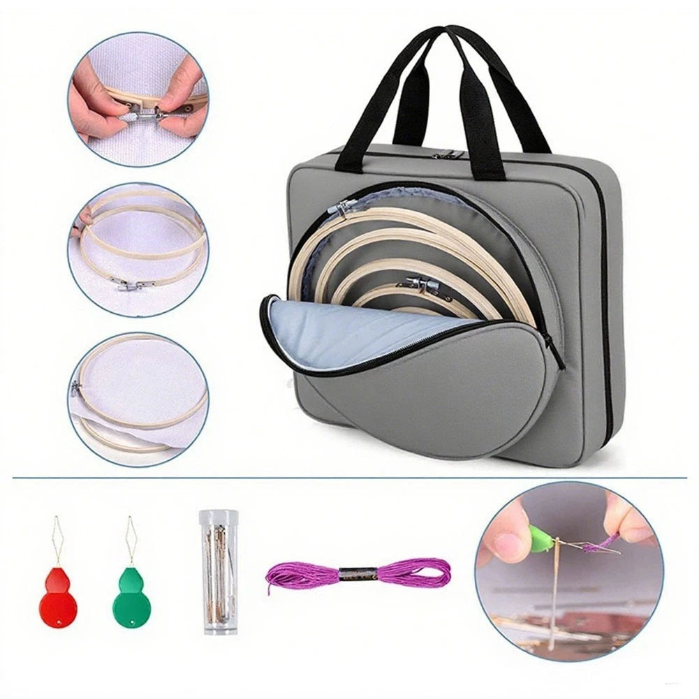2X Embroidery Thread and Needle Storage Bag, Compact Design for Easy Carrying