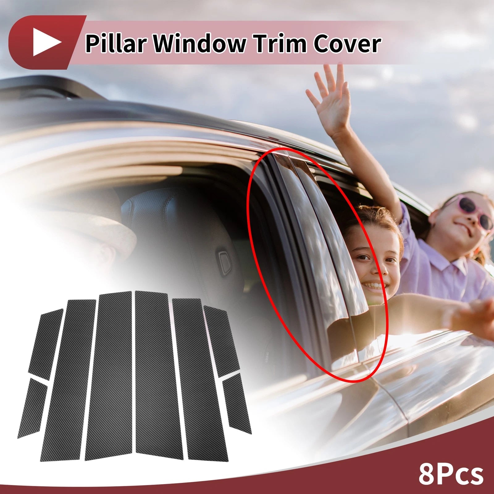 8 Pcs Door Pillar Window Trim Replacement for Honda HRV (2022–2022)