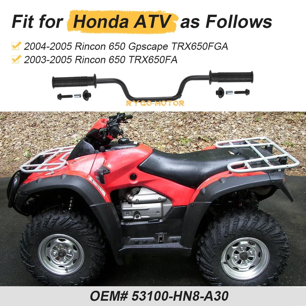 Heavy Duty Handlebar w/Grips for Honda Rincon 650 TRX650FA/FGA (2003–2005)