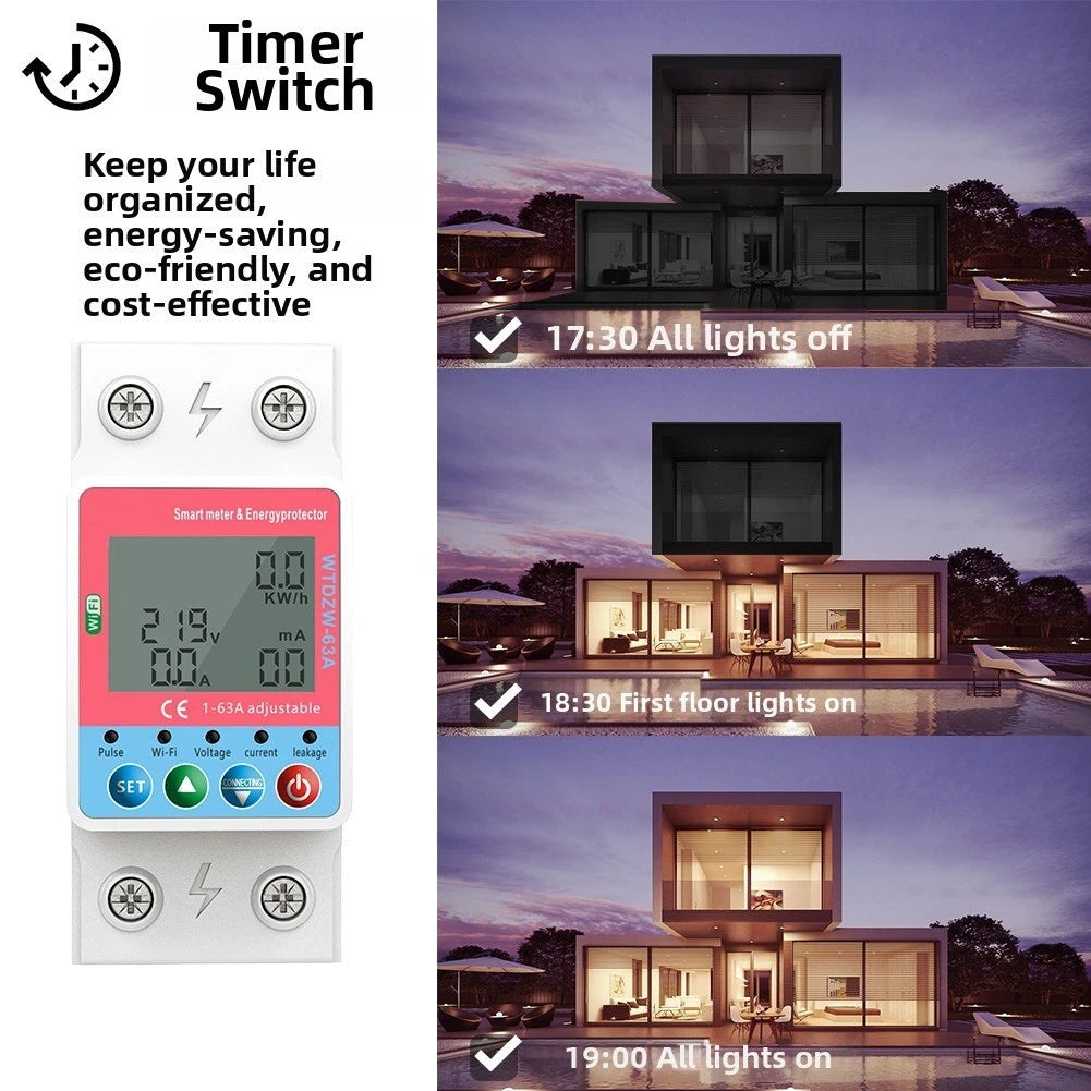 Smart Circuit Breaker 63A 2P for Remote Control and Safety