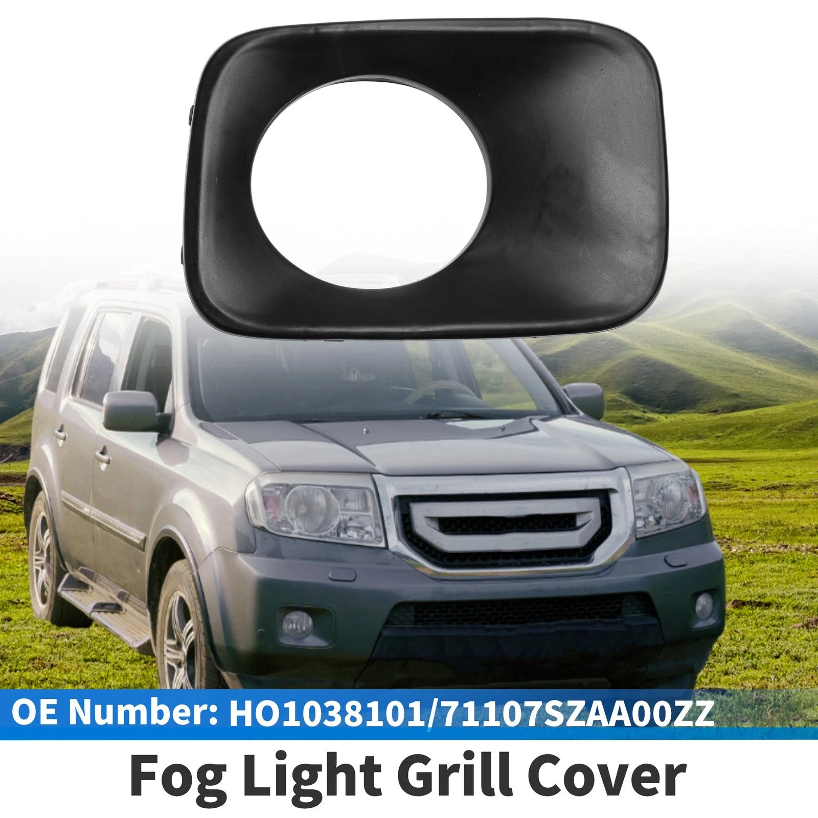 Fog Light Grill No.HO1038101 for Honda Pilot (2009–2011) Black ABS