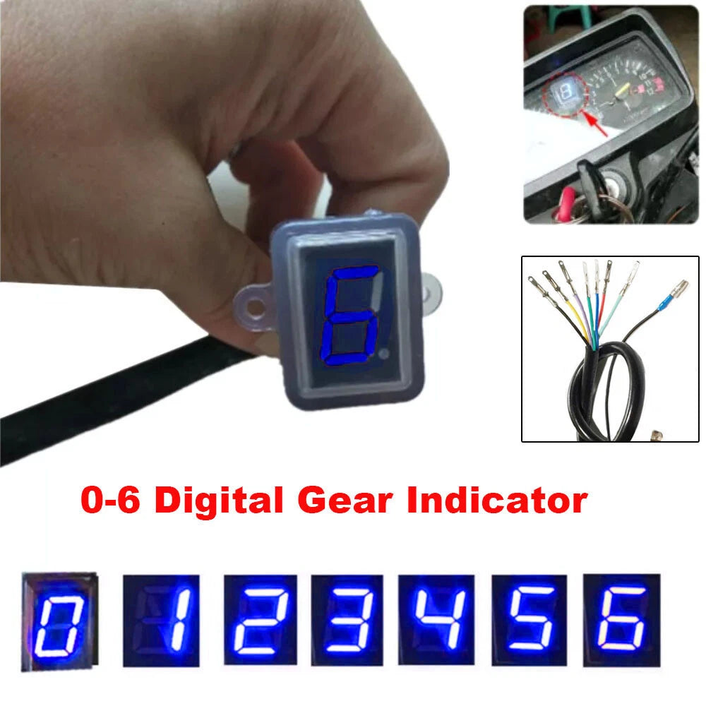 Blue LED Digital Gear Indicator for Motorcycle (0-6)