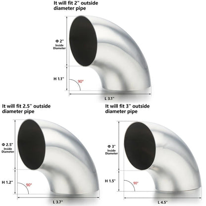 Elbow Pipe for Practical Automotive Exhaust Systems (Silver Stainless Steel)