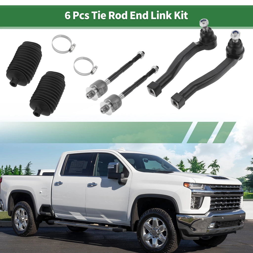 6 Pcs Front Suspension Inner Outer Tie Rod Ends Kit with Boots for Suzuki Swift (2014–2024)
