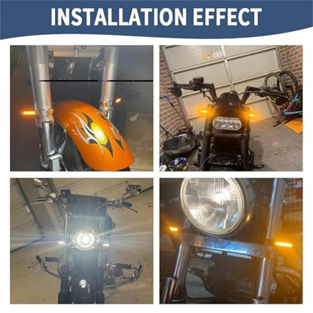 2X LED Motorcycle Turn Signal Lights for Front Fork (47-50mm)