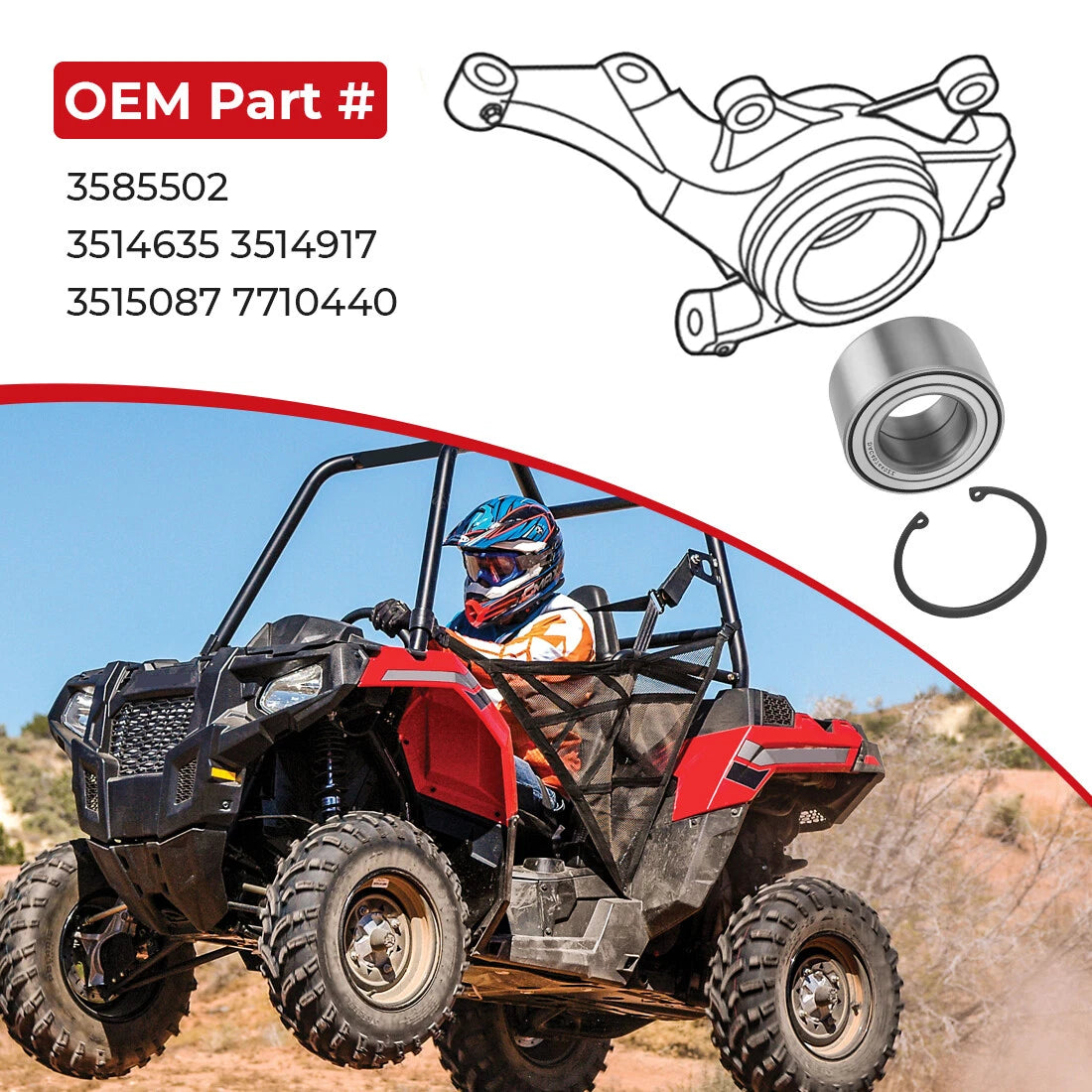 Heavy Duty Rear Wheel Bearings for Polaris ACE 325 500 570 900 Brutus Diesel (2014–2021)