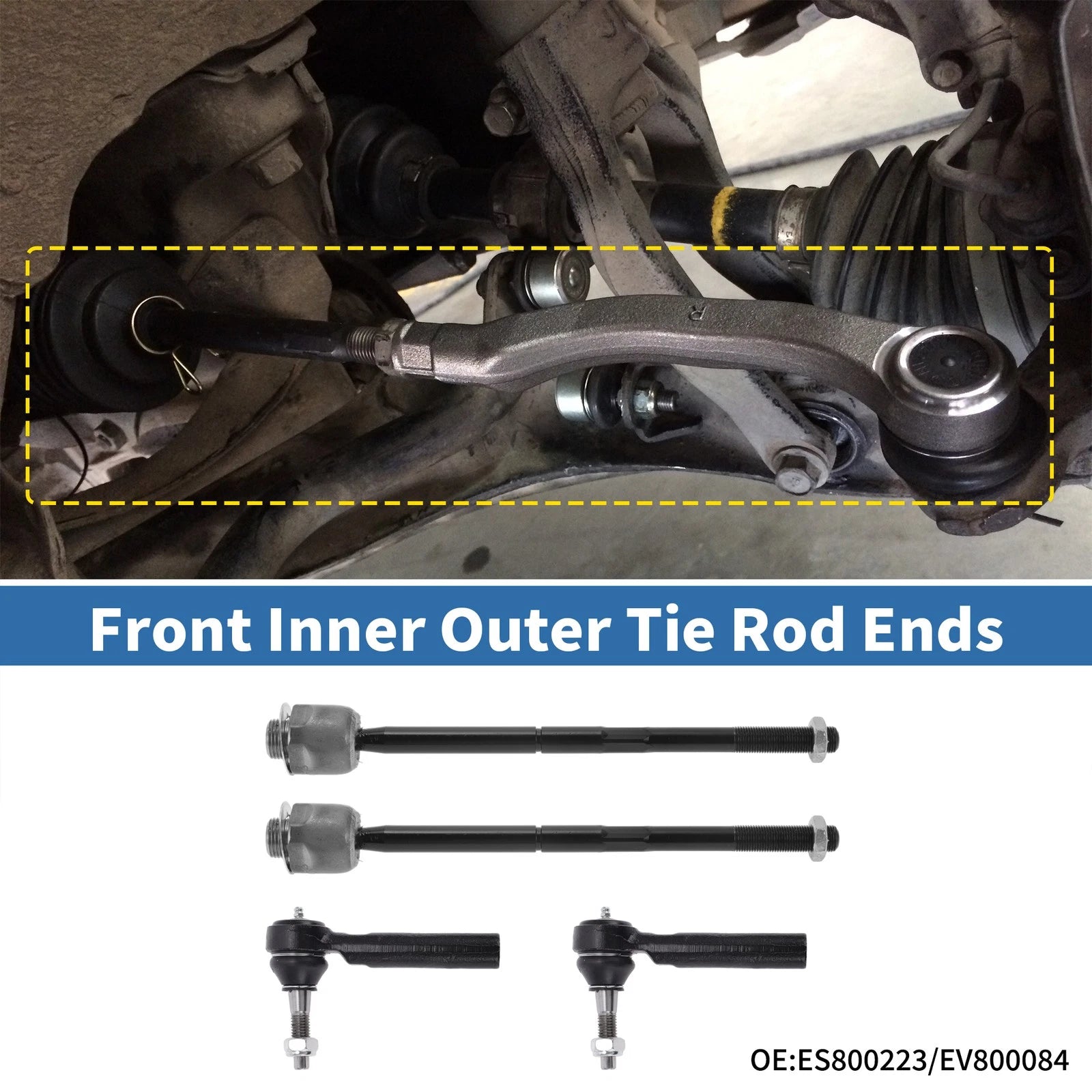 4PCS Front Inner Outer Tie Rod End Link for GMC Sierra 1500 (2007–2013)