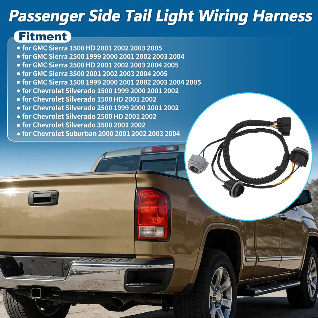 Right Tail Light Socket Harness Wiring Replacement for Chevy Silverado (1999–2005)