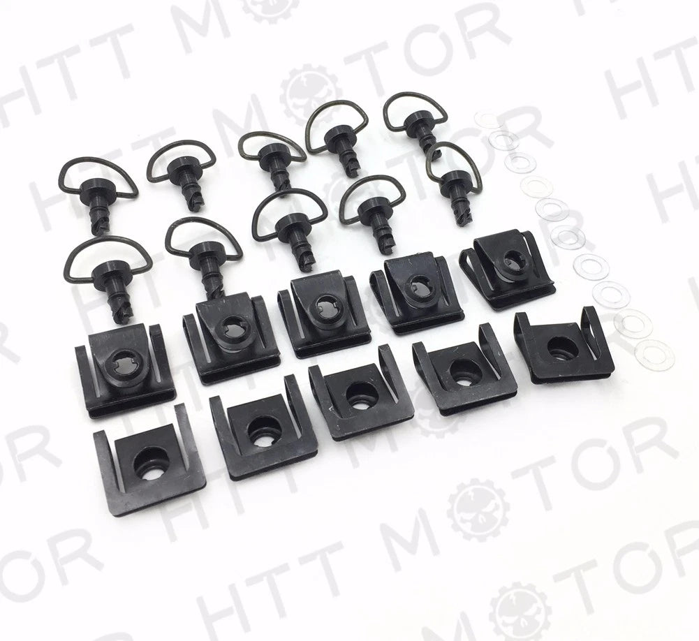 Dzus 15mm Black Quick Release Fasteners for Fairings + Clips