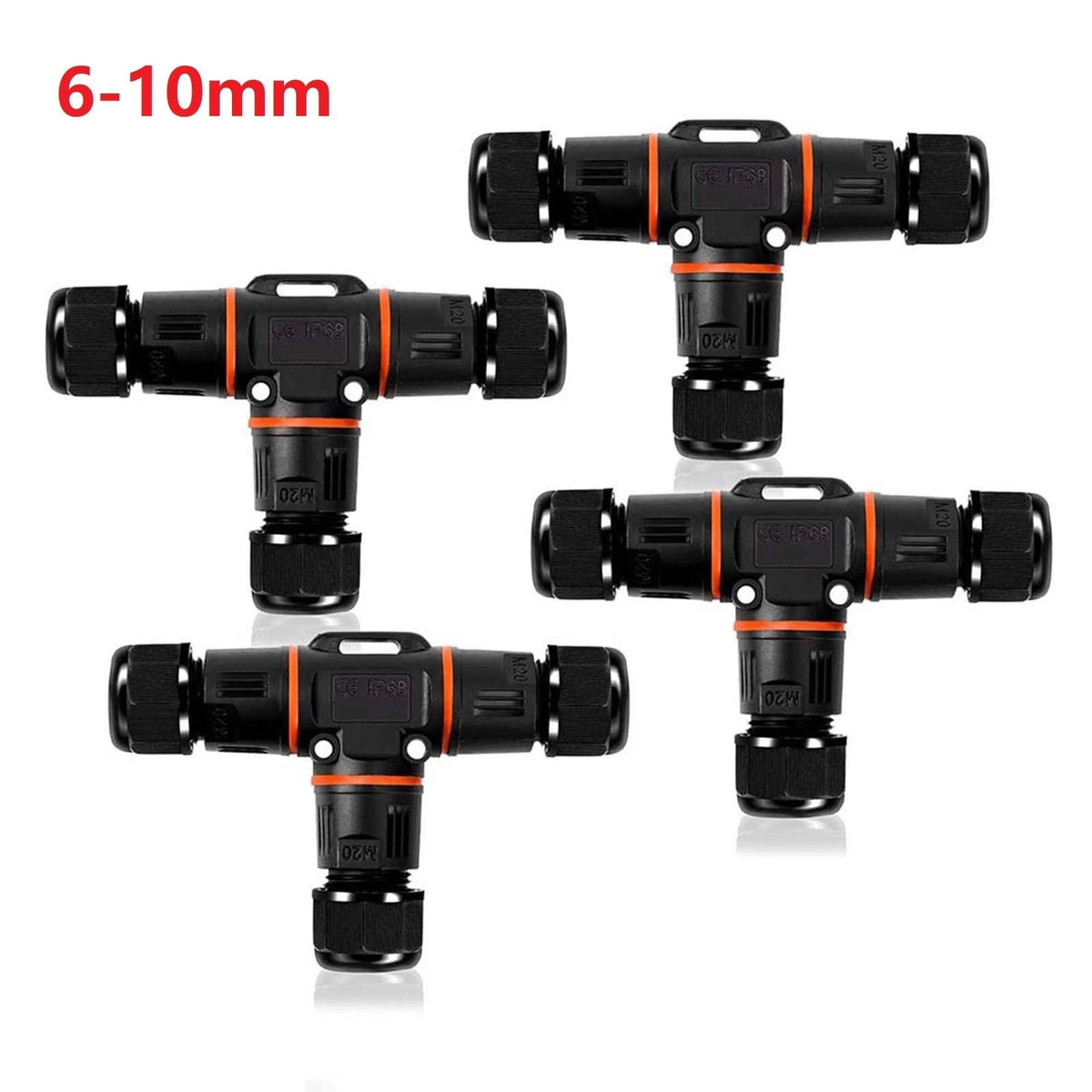 4Pcs Waterproof T Shape Cable Connectors for Outdoor Lighting Solutions